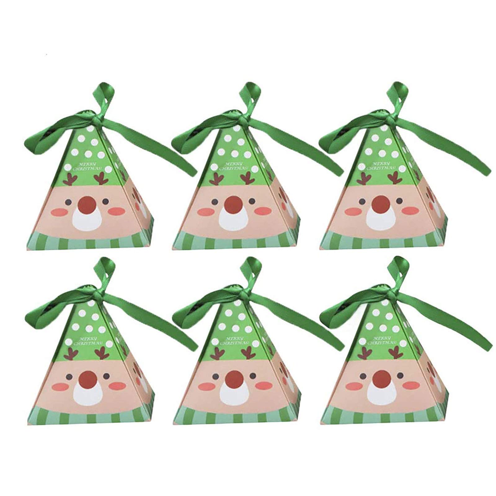 30 Pcs Wrapping Bags Box,Small Christmas Tree Santa Claus Reindeer Favour Xmas Candy Boxes Party Fruit Bag,80x80x90mm Height (Santa Claus) (Reindeer)