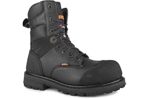 STC Footwear Duncan II Men’s 8” Waterproof Leather Work Boots, Black – Slip Resistant Traction on Wet & Icy Surfaces