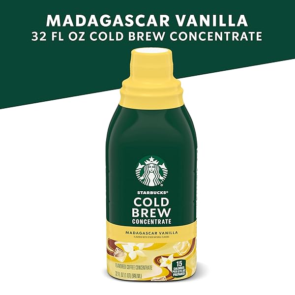 STARBUCKS COLD BREW COFFEE CONCENTRATE, MADAGASCAR VANILLA FLAVORED ICED COFFEE, 32 FL OZ
