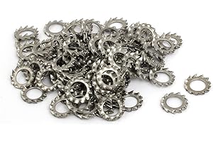 uxcell 6mm Inner Dia 304 Stainless Steel External Serrated Lock Washer Gray 100pcs