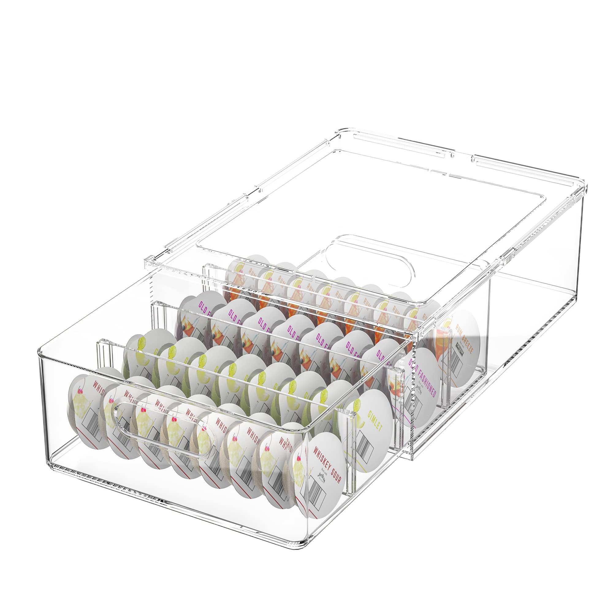 Photo 1 of Refrigerator Storage Drawer for Bartesian Cocktail Pods, Stackable Bartesian Pod Holder for the Fridge, Hold 32 Bartesian Cocktail Capsules, Refrigerator Organizer Bins Storage Container -Clear