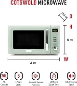 Haden Cotswold Green Microwave 800W Retro 20L Compact Digital Oven view 3