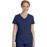 Healing Hands Women's Scrub Top V-Neck with 2 Pockets, 2-Way Stretch, and Yoga Knit Side Panels for Slim Fit- 2245