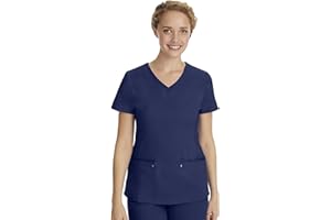 Healing Hands Women's Scrub Top V-Neck with 2 Pockets, 2-Way Stretch, and Yoga Knit Side Panels for Slim Fit- 2245