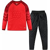 M2C Kids Padded Goalkeeper Jersey and Pants Set Long Sleeve Soccer Goalie Shirt