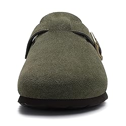 KIDMI Women's Genuine Suede Clogs Cork Footbed