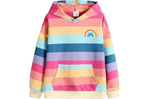 Julerwoo Girl's Rainbow & Unicorn Cotton Hoodie Tie dye Printed Sweatshirt Pullover Tops for Toddlers Girls