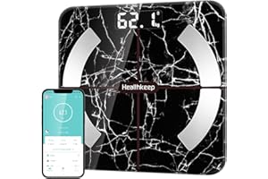 HEALTHKEEP Smart Bathroom Scales for Body Weight Digital Weighing Scales with BMI and Body Fat Large LED Display with BMI Scales Muscle Weighing Composition Analyzer Bluetooth High Precision 400lbs/180kg