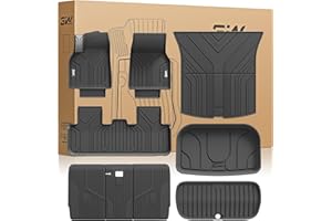 3W Tesla New Model Y Juniper Floor Mats and Cargo Liners, Full Set TPE Floor Liner for 2025 2026 Model Y, Cargo Mats and Seat Back Cover Protector, Car Mats for 2026 Tesla Model Y Juniper Accseeories