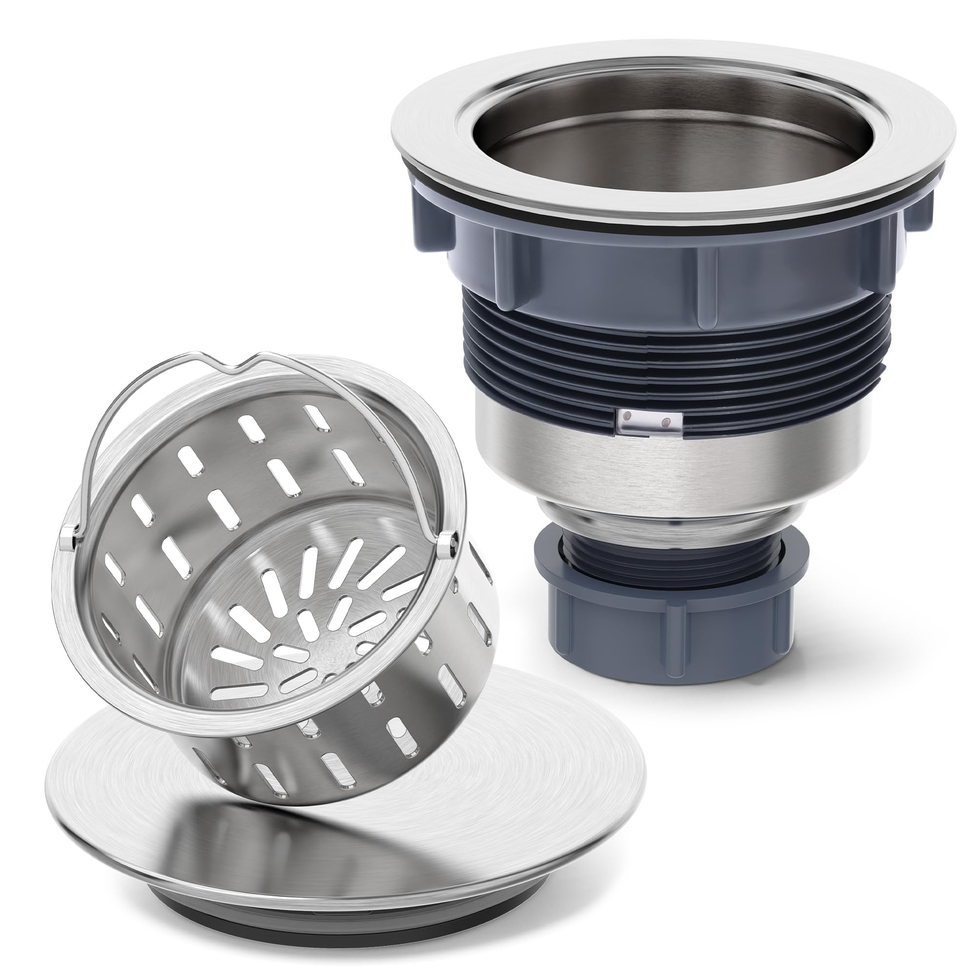 Photo 1 of BOTEMY Stainless Steel Sink Drain Strainer 3-1/2 Inch Kitchen Sink Drain Assembly Kit with Removable Deep Sink Strainer Basket and Sink Stopper Flat Cover Replacement for Home Standard Kitchen Sinks