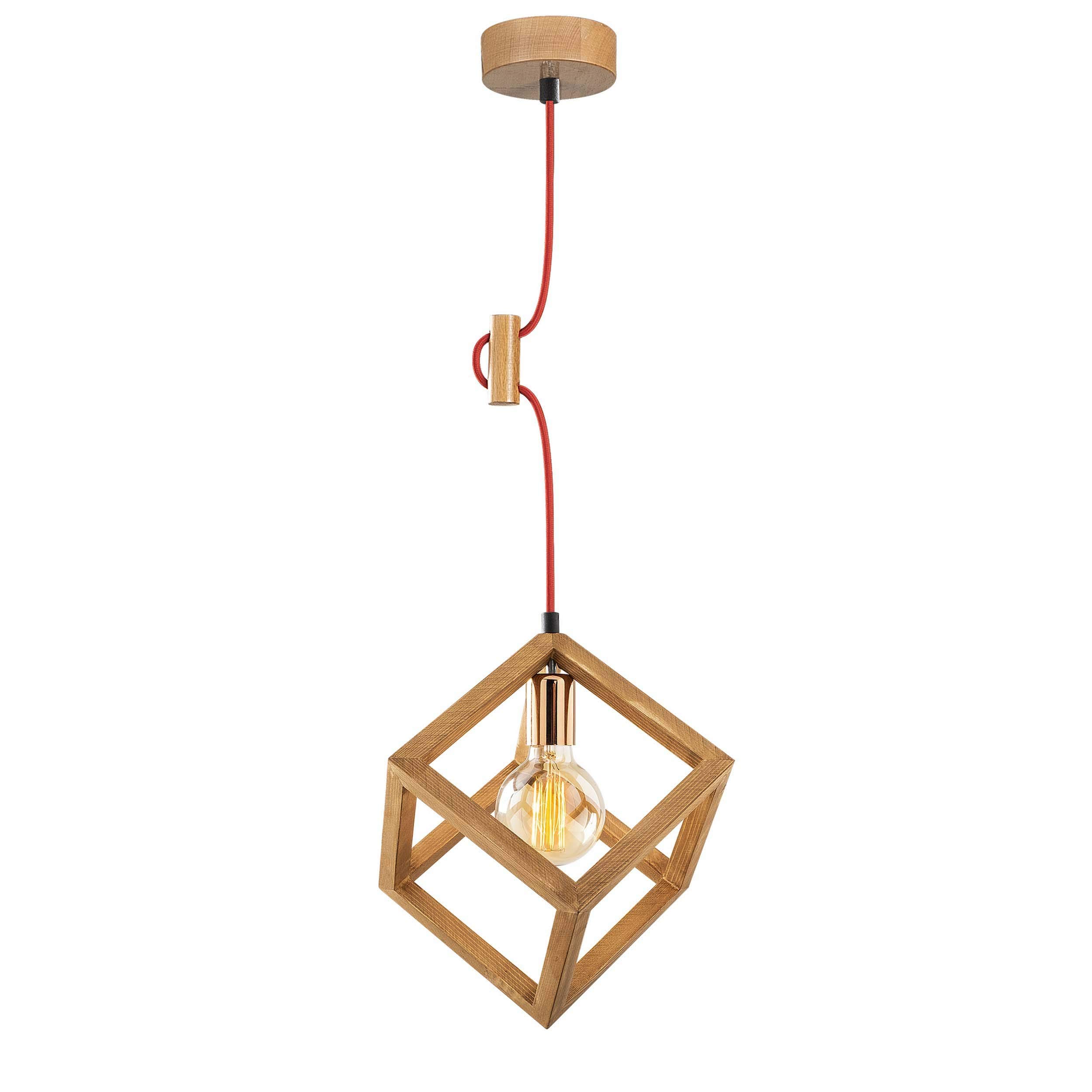 Homemania Suspension Lamp, Metal, Wood, Multi-Coloured
