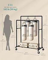 SONGMICS Clothes Rail on Wheels Heavy-Duty with 2 Hanging Rails and Shelf view 6
