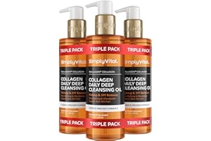SimplyVital Deep Cleansing Oil - 3-in-1 Makeup & SPF Remover with Vegan Collagen, Squalane & Microbiome Support - Oil-to-Milk