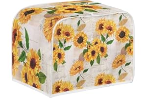 JOAIFO Vintage Sunflower Toaster Cover 2 Slice Bread Toaster Oven Dustproof Cover,Waterproof Kitchen Small Appliance Cover,Kitchen Appliance Anti Fingerprint Protection
