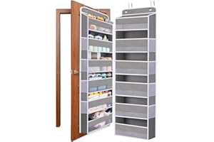 WishJazz Home Over The Door Organizer 14-Pocket, 150D Extra Thick, Anti Tilt 50 lbs Behind Door Storage, Closet Organizer Han