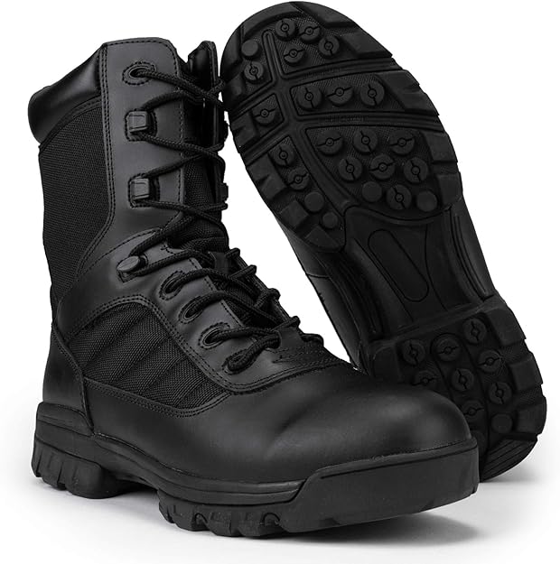 RYNO GEAR Men's Black Tactical Combat Boots with CoolMax