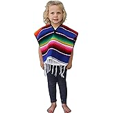 Del Mex Youth Kids Toddler Child Mexican Serape Poncho Costume Ages 2-14