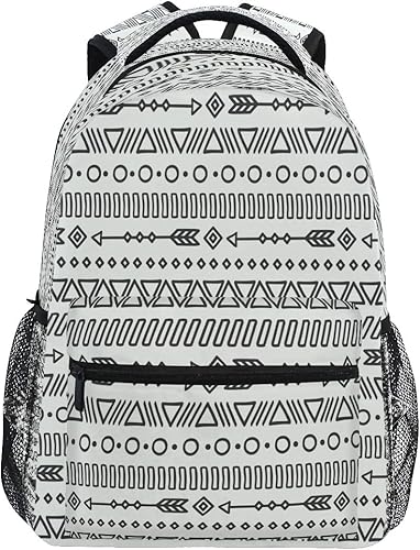 Amazon トライバルラインエスニックボヘミアバックパック スクール ブックバッグ 旅行 ショルダー ラップトップ バッグ レディース メンズ 用 Fennen リュックサック