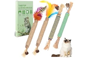 TINDTOP Cat Chew Toys, 4 Pack Silvervine Chew Sticks for Kittens Teeth Cleaning, Matatabi Dental Care, Increase Appetite, Agg