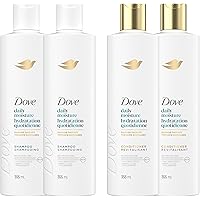 Dove Daily Moisture Shampoo & Conditioner for Dry Hair, with Liquid Bio-Protein and Hyaluronic Serum, 355 ML (2 Shampoo + 2 C