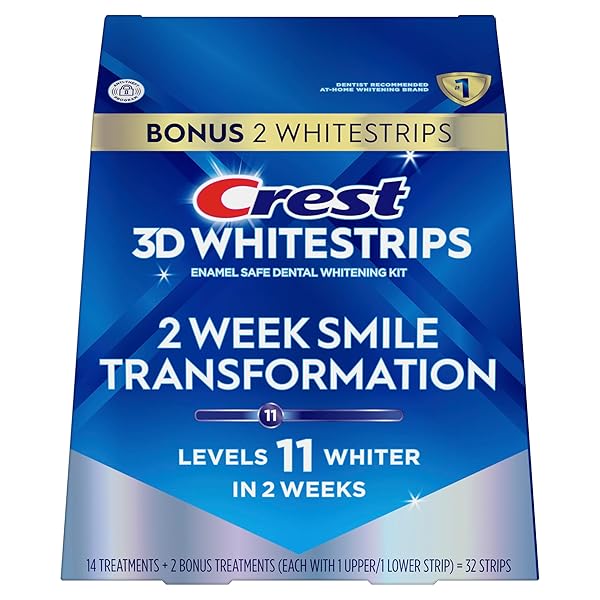 CREST 3D WHITESTRIPS GLAMOROUS WHITE, 3D WHITE, TEETH WHITENING STRIP KIT, 32 STRIPS (16 COUNT PACK) – CREST TEETH WHITENING STRIPS, TEETH WHITENING KIT – PACKAGING MAY VARY
