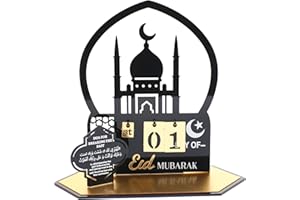 DASKALL Ramadan Calendar Eid Countdown Decor - Charming Creative Tracker Memorable Celebration for Family Tabletop Ornament (Black)