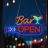 Bar Open Neon Sign, Super Bright 16''x 9'' Dimmable USB Powered LED Open Signs for Business Wall Decor Bar Pub Party, LED Light up Beer Signs