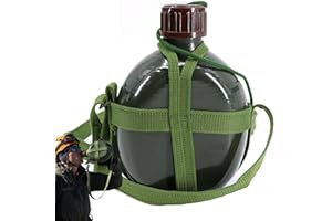 Quart Water Canteen, 1L, with Shoulder Strap, Aluminum Canteen Water Bottles, with, for Camping, Survival, Hiking & Backpacki