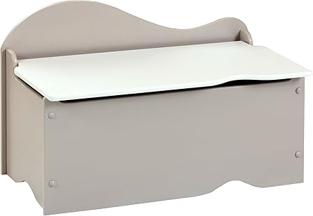 Room Studio 530097 Bi Colore Coffre De Rangement Bois Gris Taupe Avec Couvercle Blanc 45 X 355 X 70 Cm