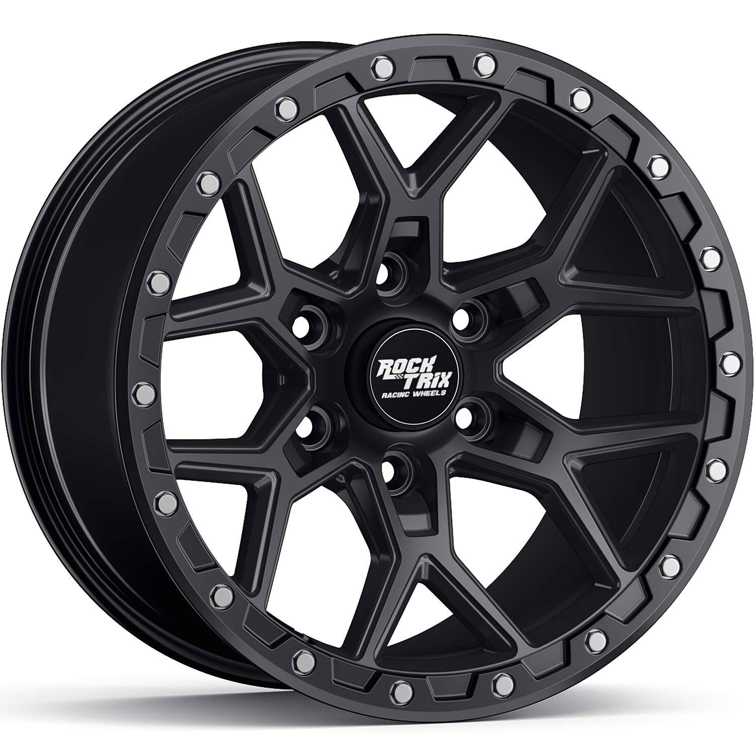 RockTrix RT107 Rueda de 17 pulgadas compatible con Toyota 2001+ Tacoma, 6x5.5 6x139.7, desplazamiento de 17x9-12 mm, espacio trasero de 4.5 pulgadas, orificio de 106.1 mm, también se adapta a 2002+ 4Runner, FJ Cruiser, 99-06 Tundra, negro