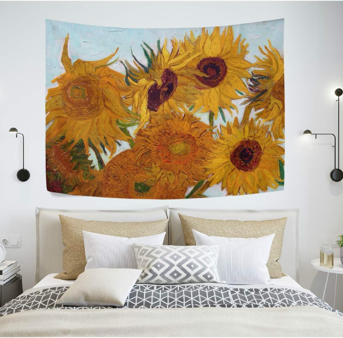 WIHVE Van Gogh Tapestry Sunflowers Wall Tapestry Floral Flowers Tapestry Wall Hanging Art Home Decor for Bedroom Living Room Apartment Dorm 60 x 51 Inches