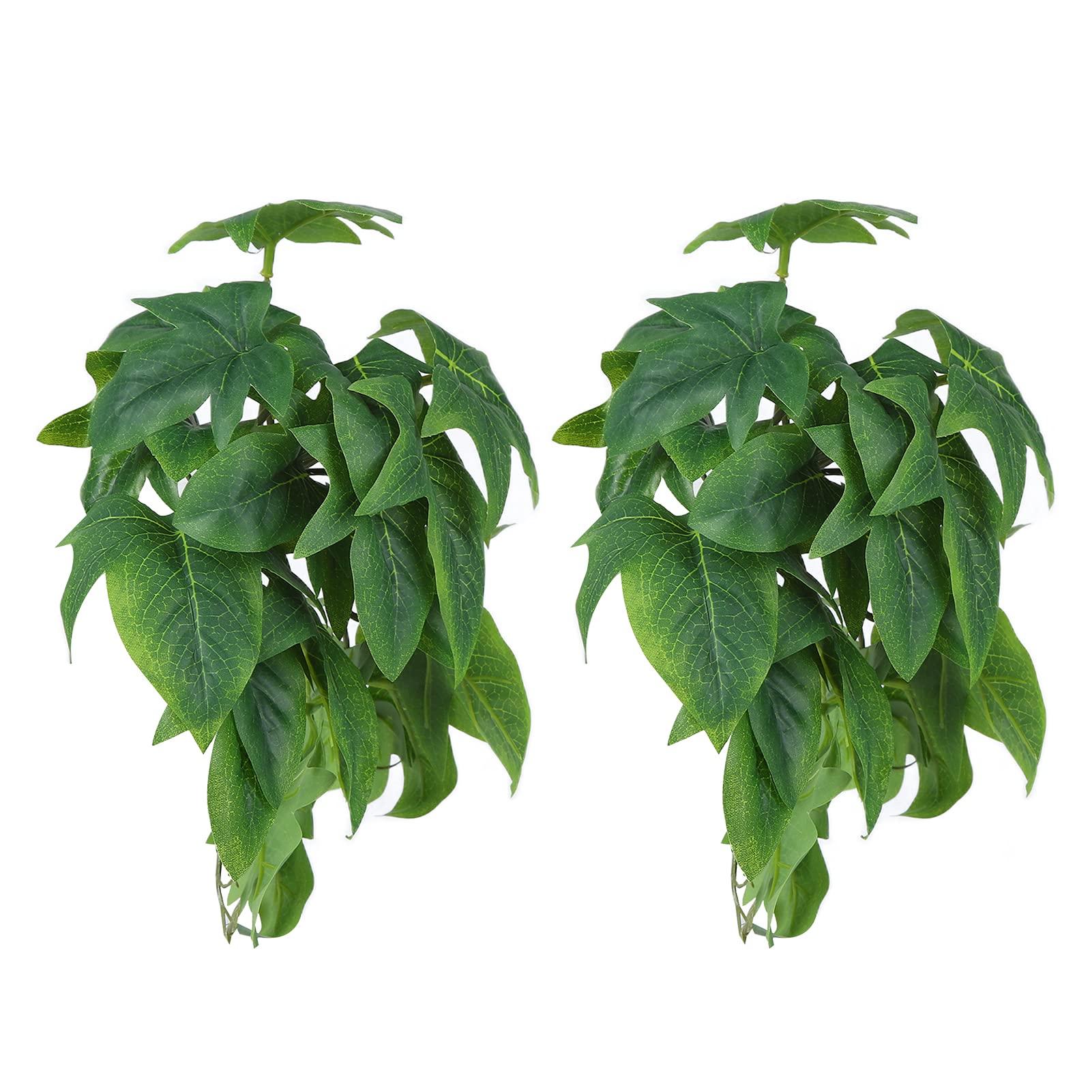 QITERSTAR Lifelike Plastic Plant, Easy To Install Easy Care 2PCS Plastic Reptile Plant with Suction Cup for Reptile Pet Nests for Fish Tanks(Sweet potato leaves)