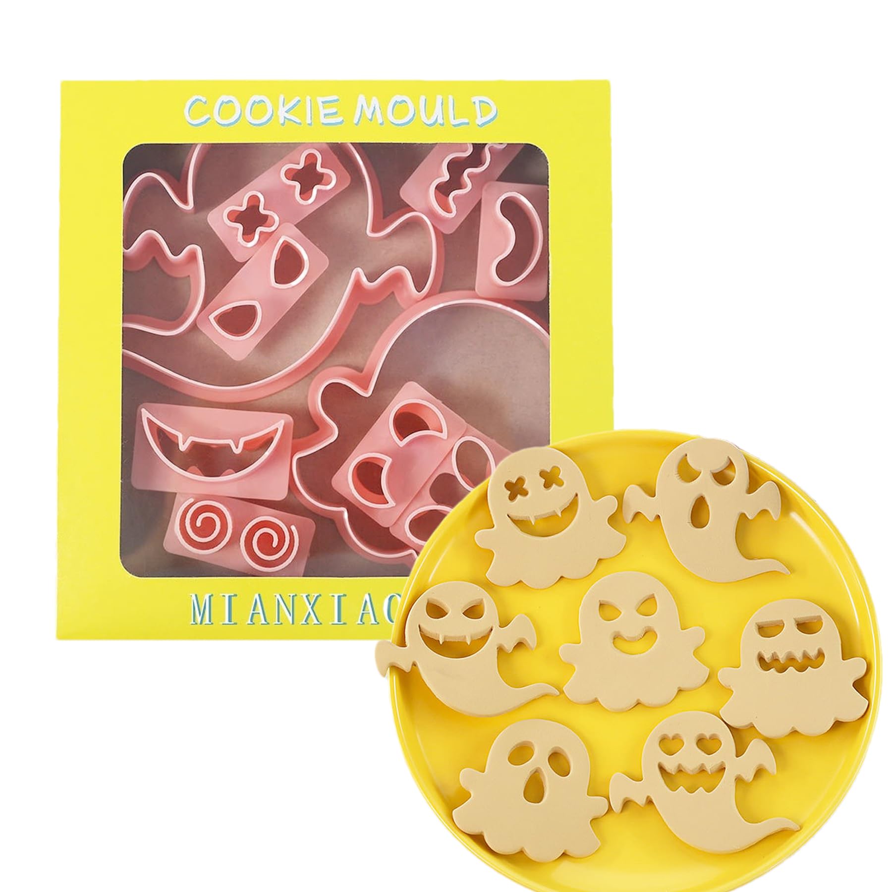 Photo 1 of 10Pcs Halloween Cookie Cutters, 3D Cookie Cutter with Plunger Stamp, Ghost Biscuit Cutters Cake Baking Fondant Embosser Stamps Halloween Party DIY Cake Decorating Tools(L10)