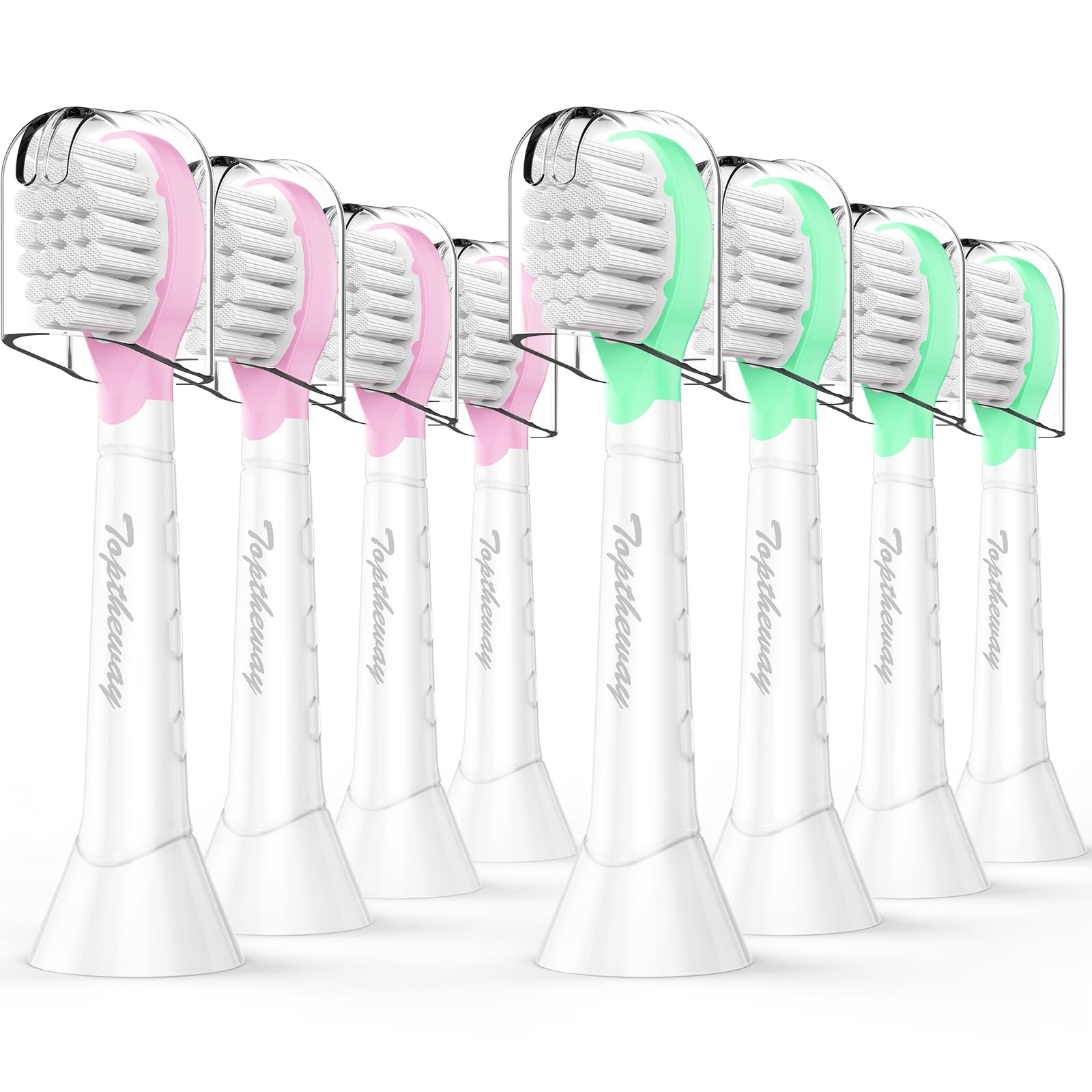 Photo 1 of Toptheway Kids Toothbrush Heads for Philips Sonicare: Soft Electric Replacement Brush Compatible with Phillips 6032/94 6321 6340 6042 6320 6330 Compact Head for Child 3-7, Pink Girl Green Boy 8 Pack
