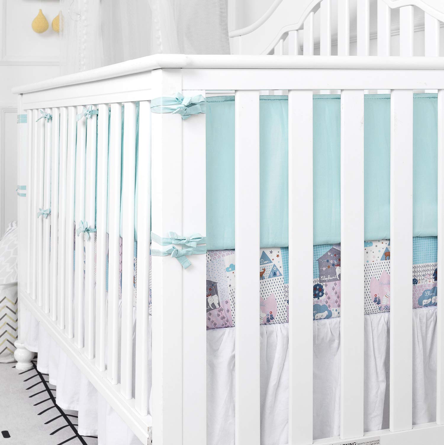 TILLYOU Cotton Collection Baby Safe Crib Bumper Pads for Standard Cribs