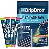 DripDrop Hydration Packets - Sunburst Variety Pack - Single Serve Electrolytes Powder Drink Mix - Lemon Lime, Strawberry, Peach, Black Cherry - Non-GMO, Gluten Free, Vegan - 16 Sticks