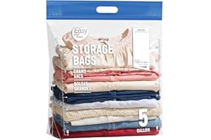 EASYYOURHOME 5PCS 5 Gallon Zipper Lock Plastic Bags with Handle and bottom,18"x20.5"+7",Extra Large Size Reusable Storage Bag