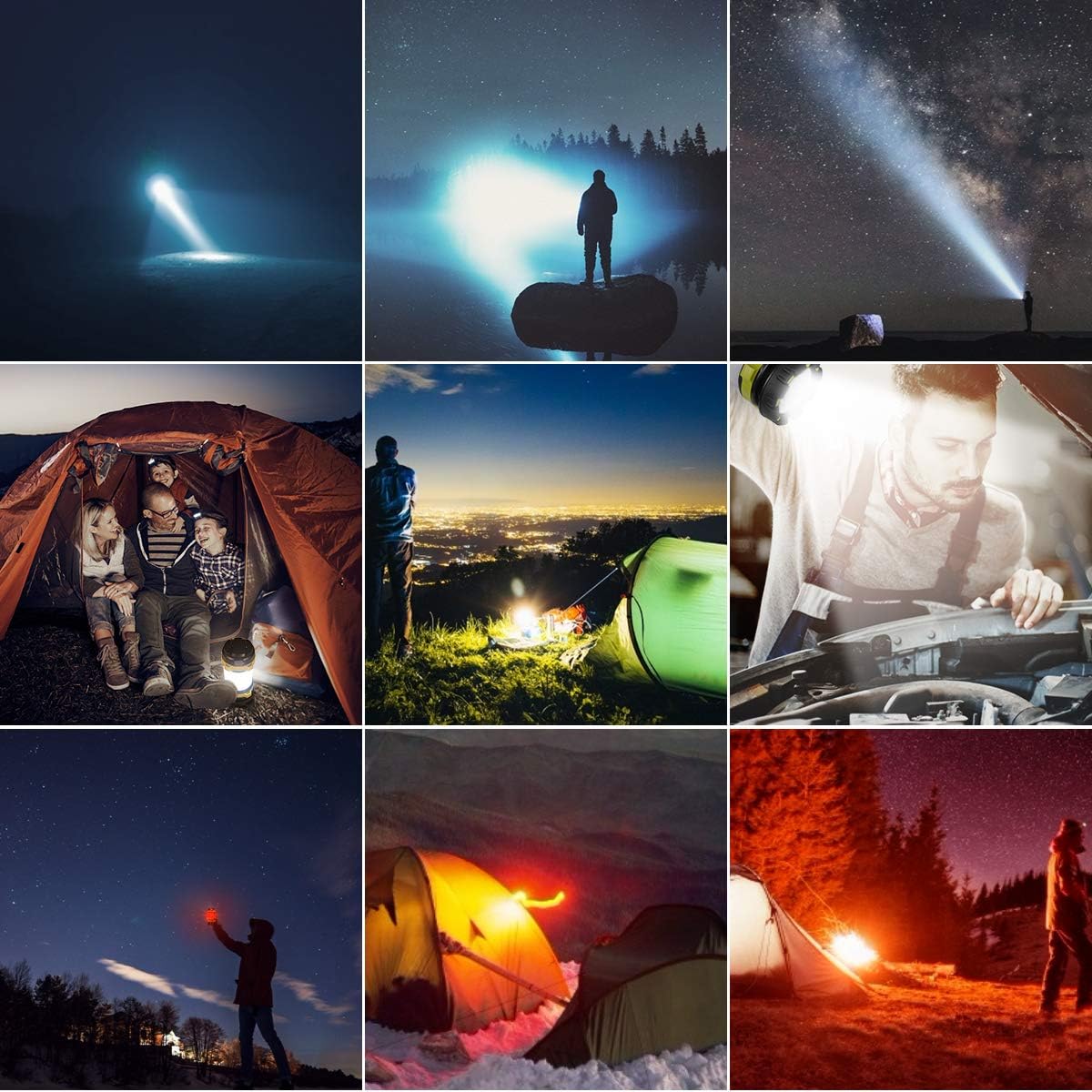 LED Camping Lantern, Rechargeable Portable Lantern Flashlight, 3600mAh Power Bank, Two Way Hook of Hanging, Perfect for Hurricane, Emergency Light, Outdoor Recreations, USB Cable Included (Green) : Sports & Outdoors