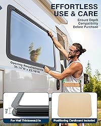 PYY RV Exit Window 36" W X 22" H Camper Windows