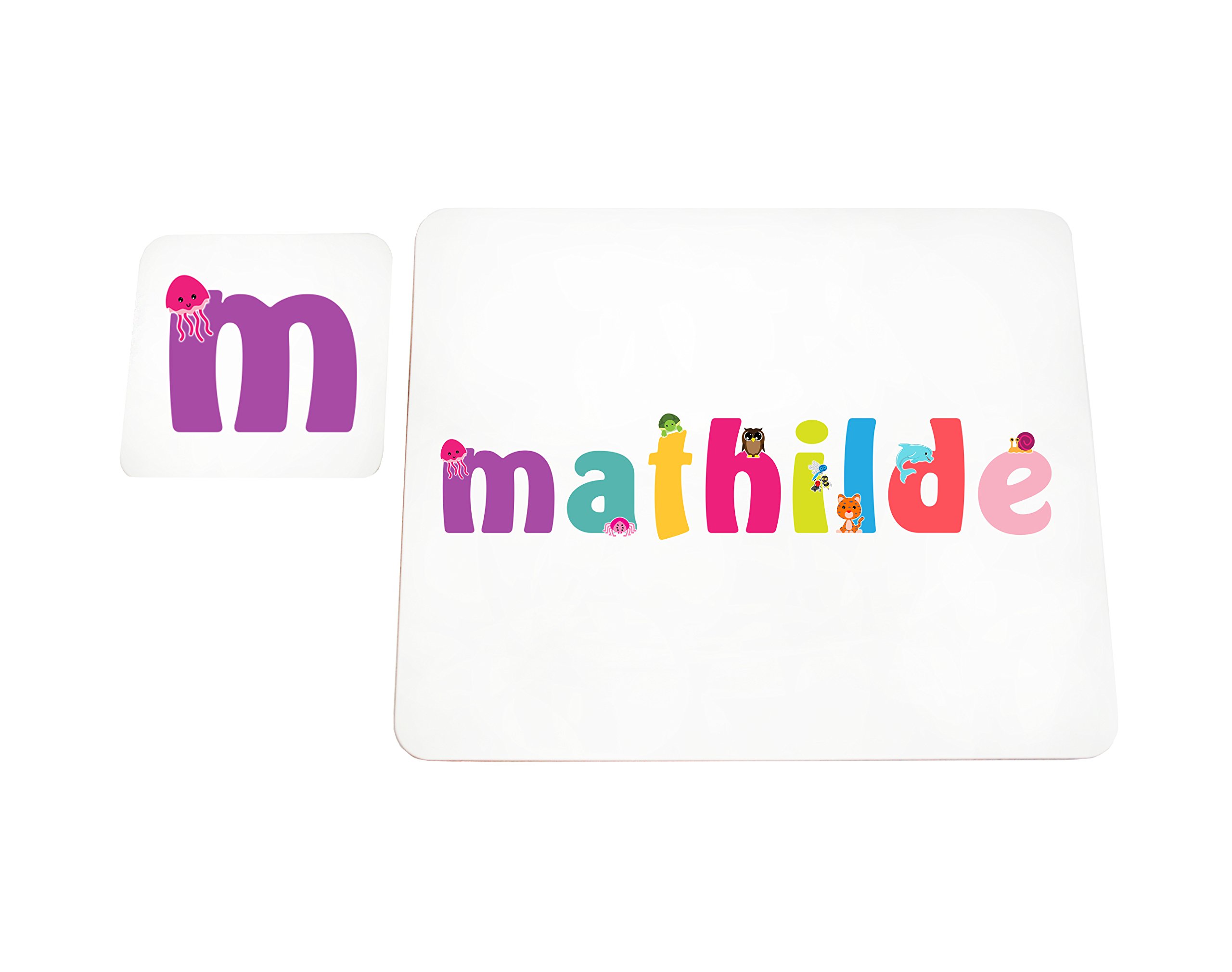 Little Helper with Coaster Doily Style Example Colorful Girl with The Name Mathilde