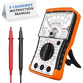 NJTY S471 Analog Multimeter, DC/AC Voltage, DC Current and Resistance | Needle display with continuity buzzer, hFE, capacitance and dB testing; three fuse tubes include two installed spares