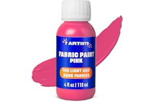7 ARTISTS Pink Fabric Paint 4 fl. oz – Permanent Fabric Paint Pink for Clothes | Textile Clothing Paints for Cotton and Synthethic Fabrics, Furniture Upholstery, Shoes, Sneakers, T-Shirt, Tote Bags