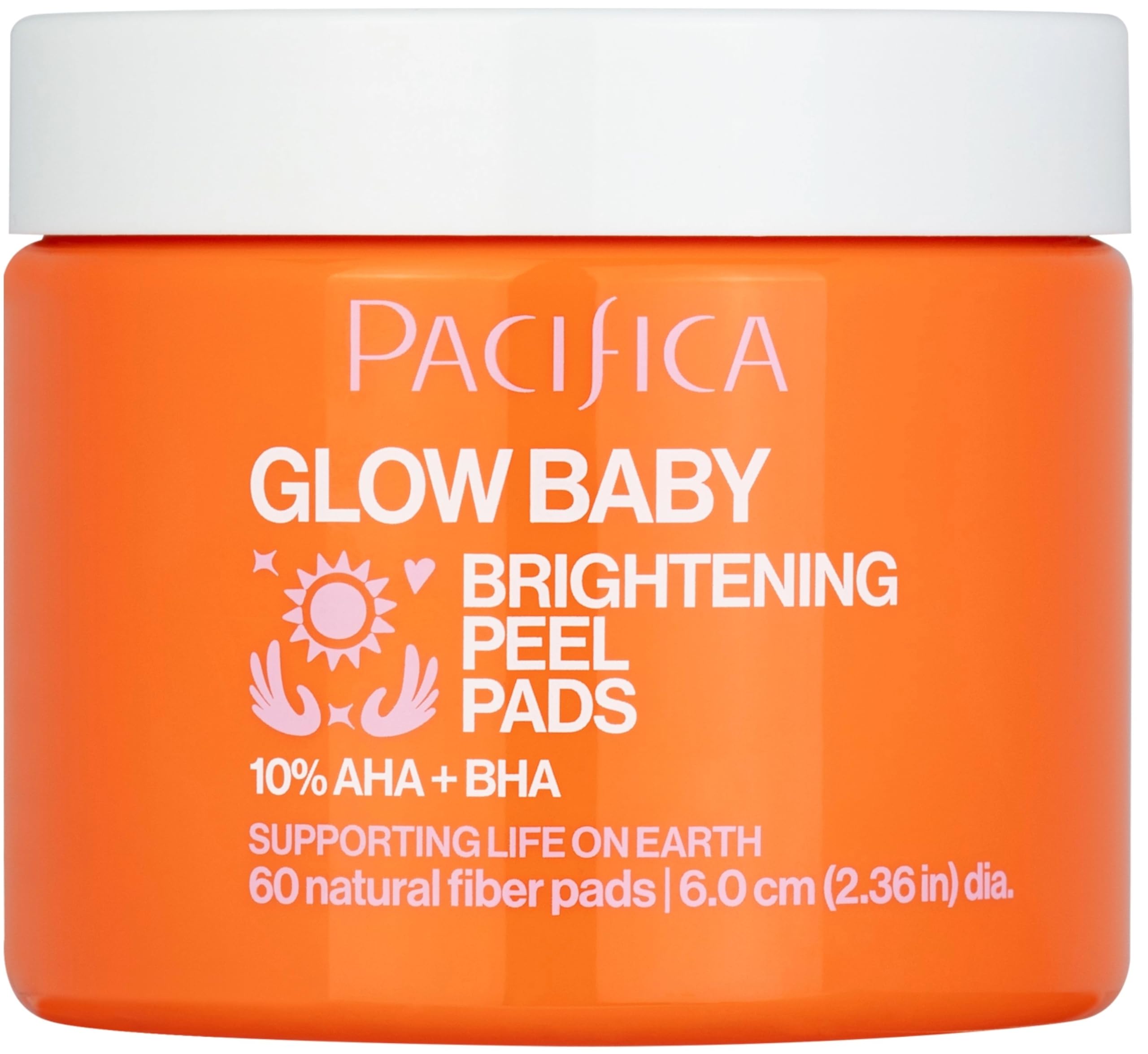 Pacifica Glow Baby Brightening Peel Pads 10% AHA + BHA Exfoliating Face Pads for Glowing Skin Resurfacing Glycolic Acid & Salicylic Acid Pad to Smooth Texture & Minimize Pores Fragrance Free 60 Count