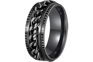 Udolfly Mens Fidget Rings Anxiety Rings for Men Womens Chain Spinner Rings for Adults Titanium Steel Rings