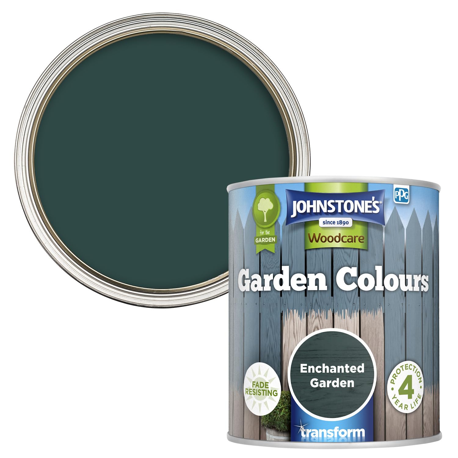 Johnstone's - Garden Colours Fence Paint - Enchanted Garden | Exterior Wood Paint for Shed, Outdoor Furniture | Weathershield, Fade Resistant, Quick Drying | 12m2 Coverage per Litre | 1 L