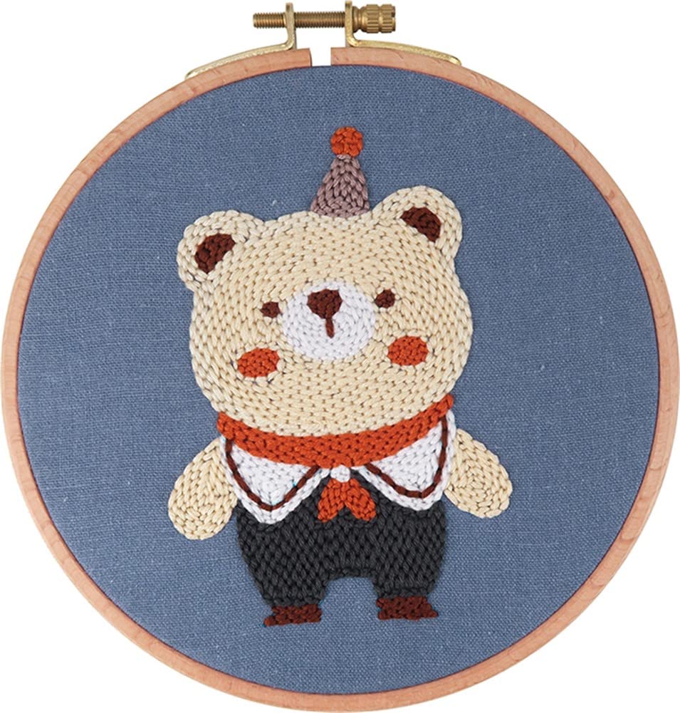 通用 Abillyn Punch Needle Starter Kit for Beginner, Punch Needle Fabric with Cute Bear Pattern Yarn Hoop and Embroidery Pen (Cute Bear)