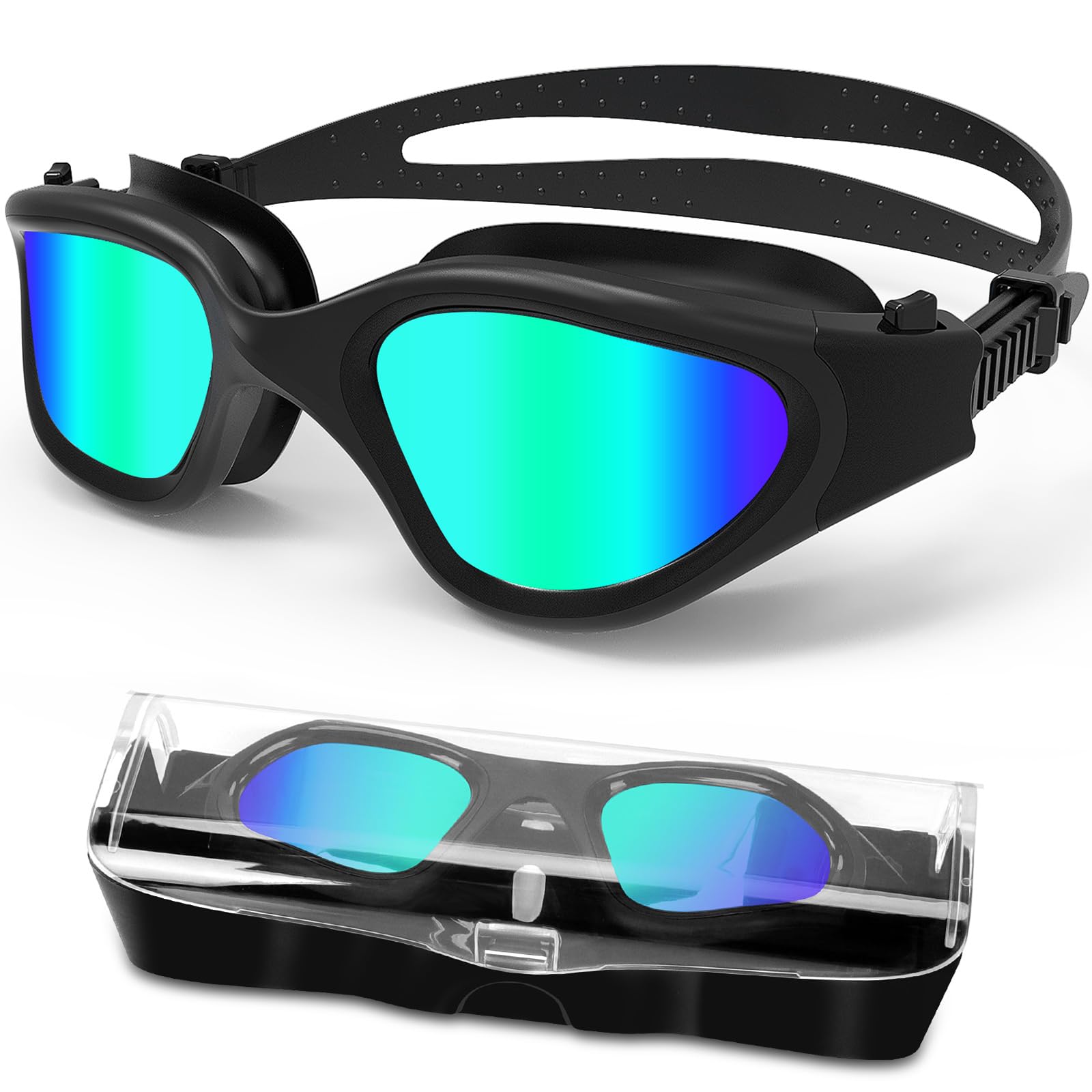 HotSrace Swimming Goggles Polarized/Non Polarized Anti Fog Anti UV No Leakage,Swim Goggles Soft Silicone Clear Vision Easy to Adjust for Adult Men Women Teenager