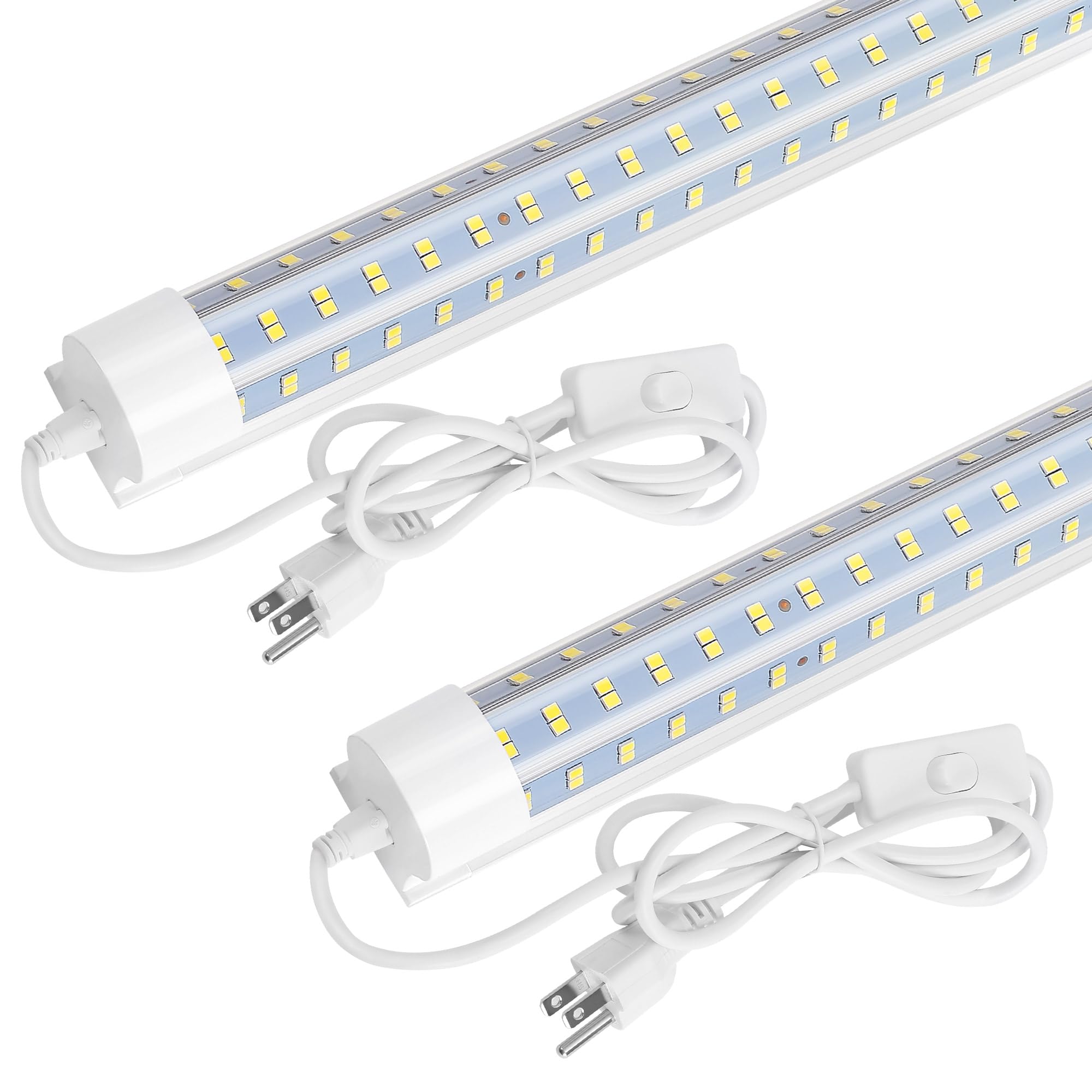 Photo 1 of 2-Pack 2FT LED Shop Light, 32W Ultra Bright 4,600LM, U-Shaped T8 Integrated Tube, 6500K, Linkable, Built-in Connector, Surface Mount Plug & Play LED Ceiling Light for Garage, Workshop, Basement