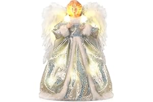 Angel Christmas Tree Topper with Lights and 40-Inch Extension Cord, Lighted Tree Toppers Christmas Decorations, Elegant and Durable, Perfect for Holiday Home Decor and Gifts, Silver, WOKEISE
