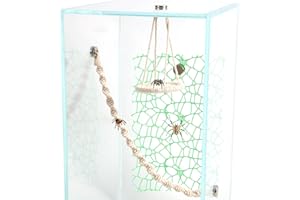 14pcs Jumping Spider Enclosure Accessories Set, Cotton Rope Bridge Moss Ribbon Swing Magnetic Mounting Jumping Spider Hide Ki